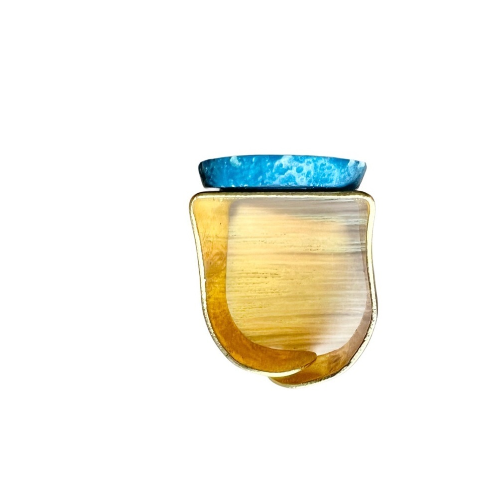 Adjustable Gold & Semi Precious Turquoise Blue Stone Ring - Canadian Designer - Picture 3 of 7